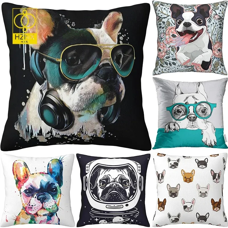 

Dog Pet Cushion Cover Animal Print Fashion Pillow Cover Printing French Bulldog Pillowcase Sofa Bedroom Home Decor 2024 DF1913