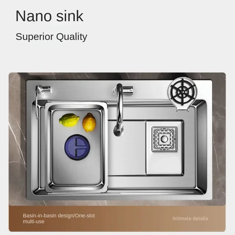 Stainless Steel Large Kitchen Sink Single Bowl Workstation Wash Basin Drop-In Topmount Installation Deep Sinks