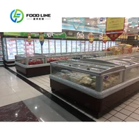 Supermarché horizontal commercial porte supérieure en verre coffre aliments surgelés grande île profonde affichage crème glacée réfrigérateur réfrigérateur congélateur 5