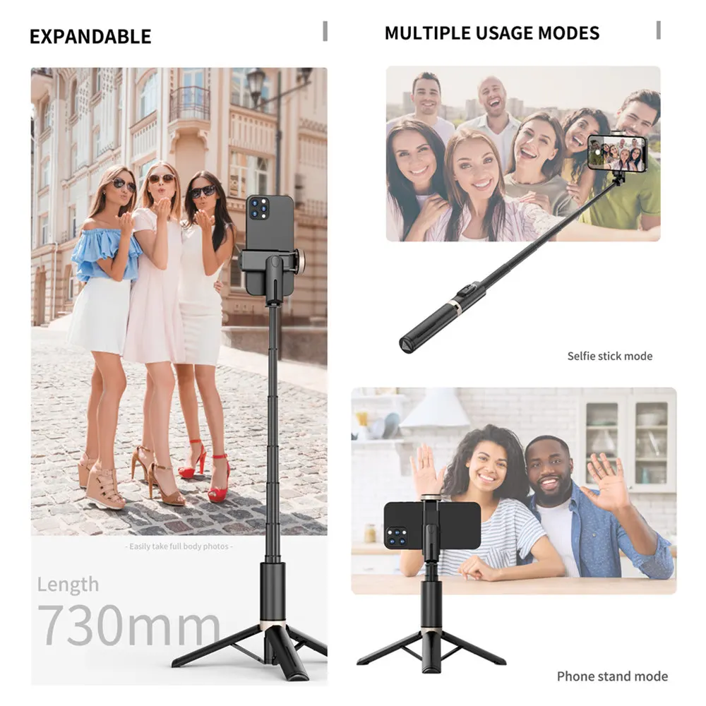 Bluetooth sem Fio Handheld Selfie Vara Tripé Telescópico Monopé com Controle Remoto para Huawei Iphone 14 13 Pro Max Xiaomi Telefone ao Vivo - Image 6