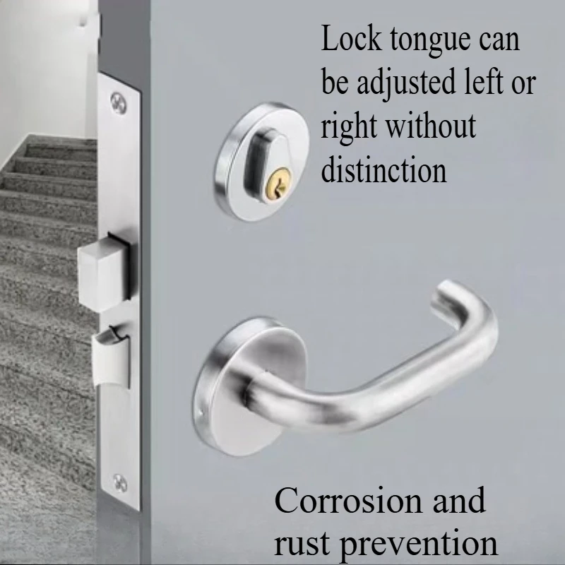Fire Resistant Door Lock Universal Stainless Steel Lock Complete Set Of Fire Safety Channel Door Core Escape Sliding Door Lock