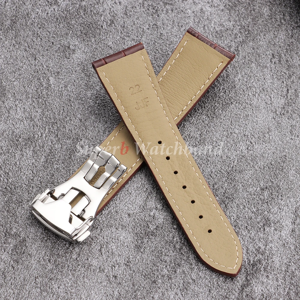 Hochwertiges Leder-Uhrenarmband, 19 mm, 20 mm, 21 mm, 22 mm, für Omega Seamster-Uhren, Faltschließe aus massivem Stahl, Bambusleder-Uhrenarmbänder – Detail 8