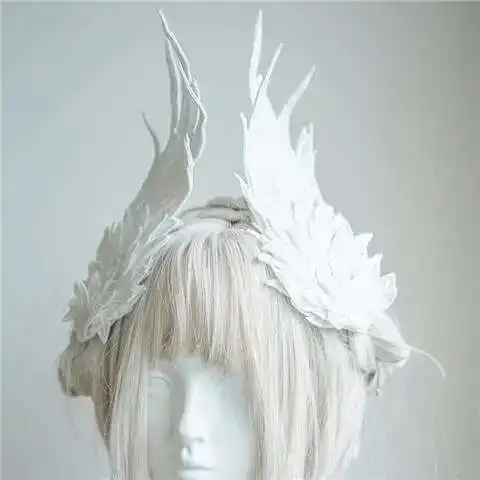 Feather Angel Wing Hair Clips Lolita Barrette Hairpin Lolita Anime Cosplay Hair Accessories Anime Halloween Black White Headwear