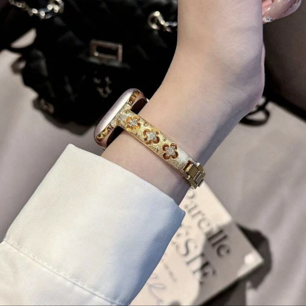 Elegant Gold Stainless Steel Bracelet Link Watch Band Strap