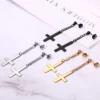 BONISKISS Men Women Stainless Steel Inverted Upside Down Cross Earring Church of Satan Temple Occult Satanic Witchy Stud Jewelry 4