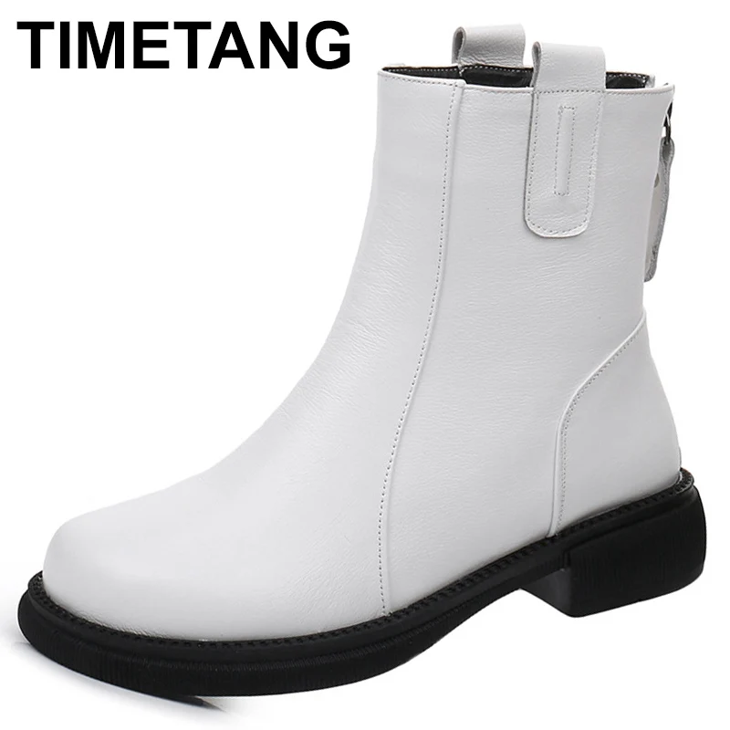 

2023 British Style Fashion Retro Women Chelsea Boots Autumn Winter Genuine Leather Flats Short Plush Warm Ankle Boots