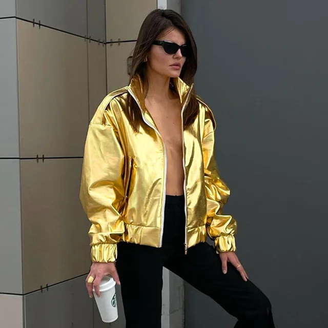 Loose Fit Shiny Gold Jacket 3