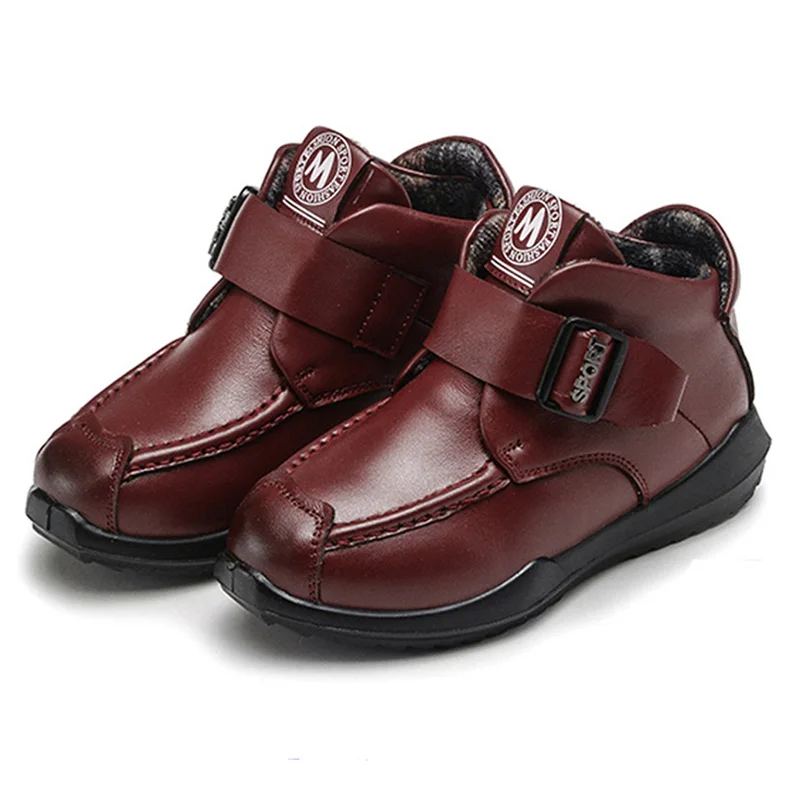 2018 New Winter children genuine leather boots boys ankle boots kids cowhide boots Genuine Soft Leather With Plush Warmth shoes