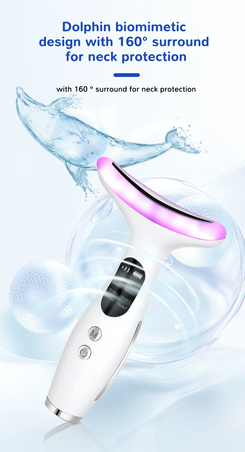 Portable 7 in 1 Neck Face Beauty Device Microcurrent Vibration Facial Massager f