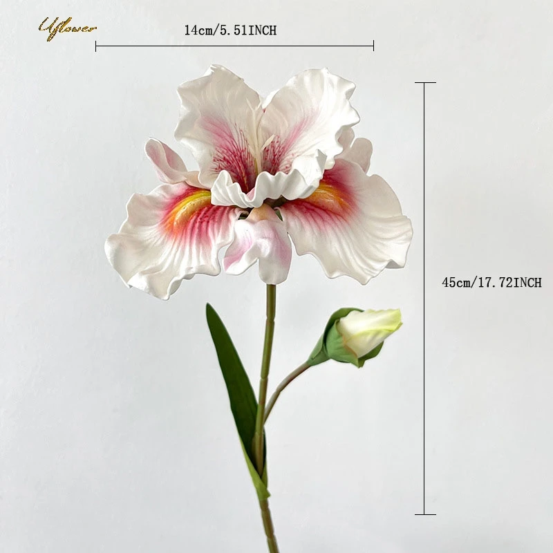 Uflower 45 cm künstliche Blume, Rosenstrauß, Iris, Alice, EVA-Gefühl, künstliche Blume, Hochzeit, Heimdekoration, rosa, weiße Kamelie, Blumen-Geschenk – Detail 31