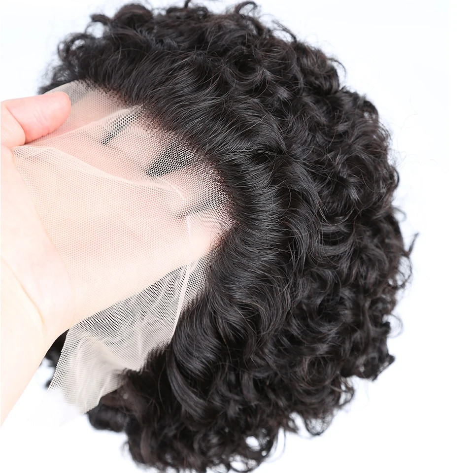 Short Bob Curly Pixie Cut Wig 13X1 HD Transparent Lace Human Hair Wigs For Black Remy Deep Curly Lace Wig Pre Plucked Hairline