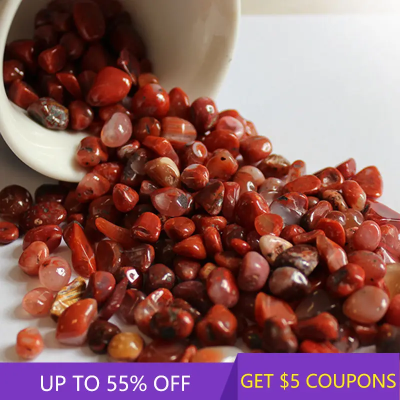 

5-7mm 100g Natural Red Agate Crystal Chip Stone Quartz Polished Tumbled Gravel Gemstone Rock Reiki Healing Home Aquarium Decor
