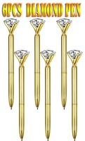 6Pcs Diamond Ballpoint Pens Gold Large Crystal Pens Rhinestones Ballpoint Pens Stationary Writing Supplies 1