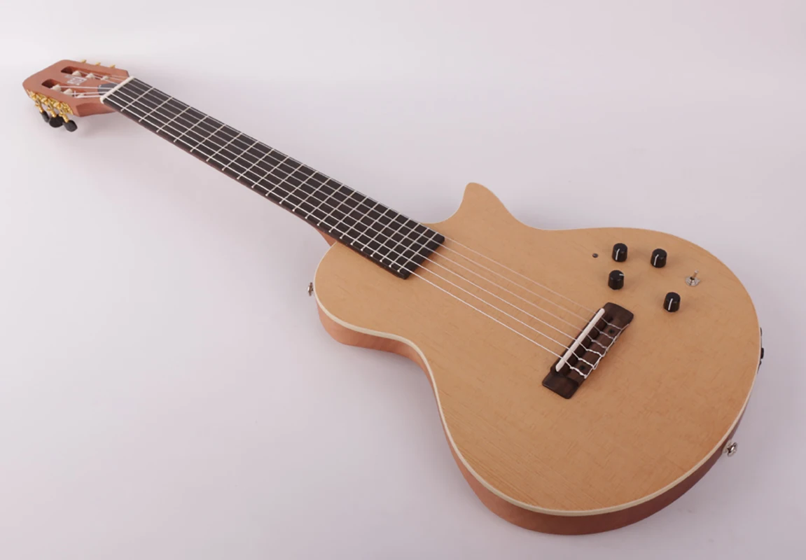 Electric classical classic guitar Silent nylon string travel portable built in effect