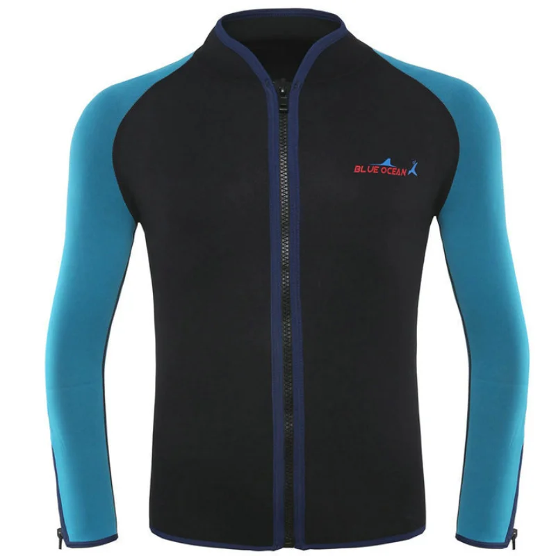 2mm Neoprene Long Sleeve Jumpsuit Men Tops Wetsuit Scuba Diving Suit