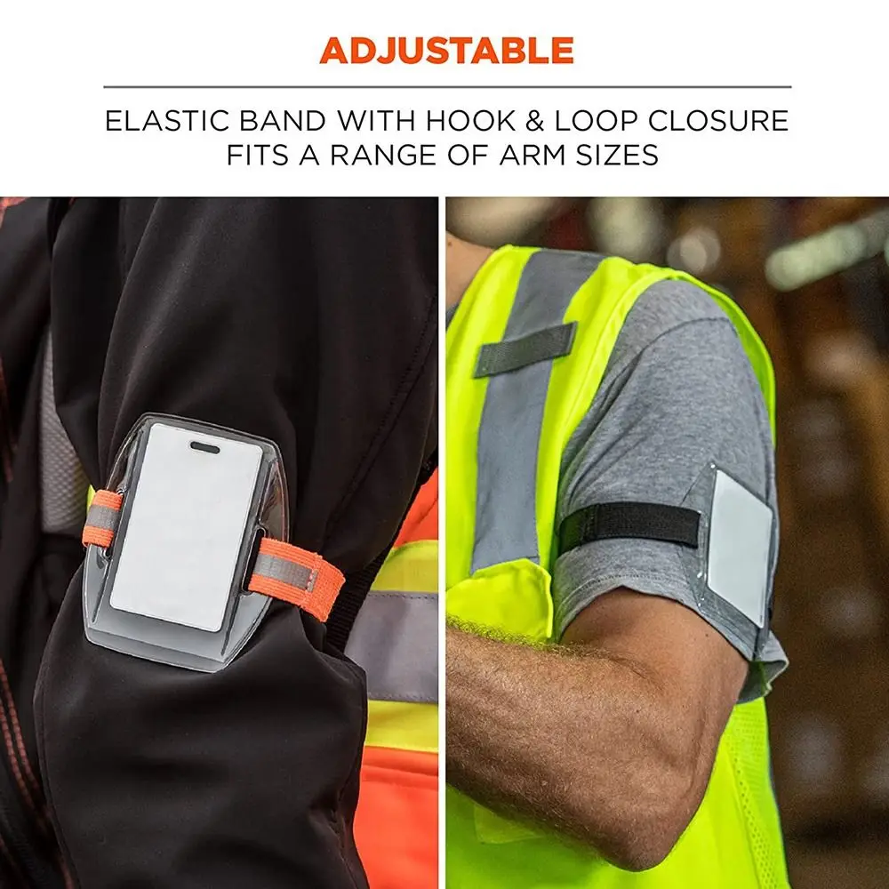 Badge Holder 2pcs Durable Adjustable Belt Arm Badge Holder High Visibility Transparent Ski Pass Holder PVC Armband Card Office