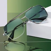Nouvelles lunettes De Soleil dégradées pour hommes mode métal grand cadre lunettes De Soleil marque Design luxe Lunette De Soleil Homme 1