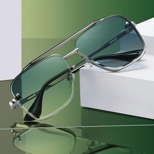 Новые градиентные солнцезащитные очки для мужчин, Модные металлические солнцезащитные очки в большой оправе, фирменный дизайн, мужские солнцезащитные очки