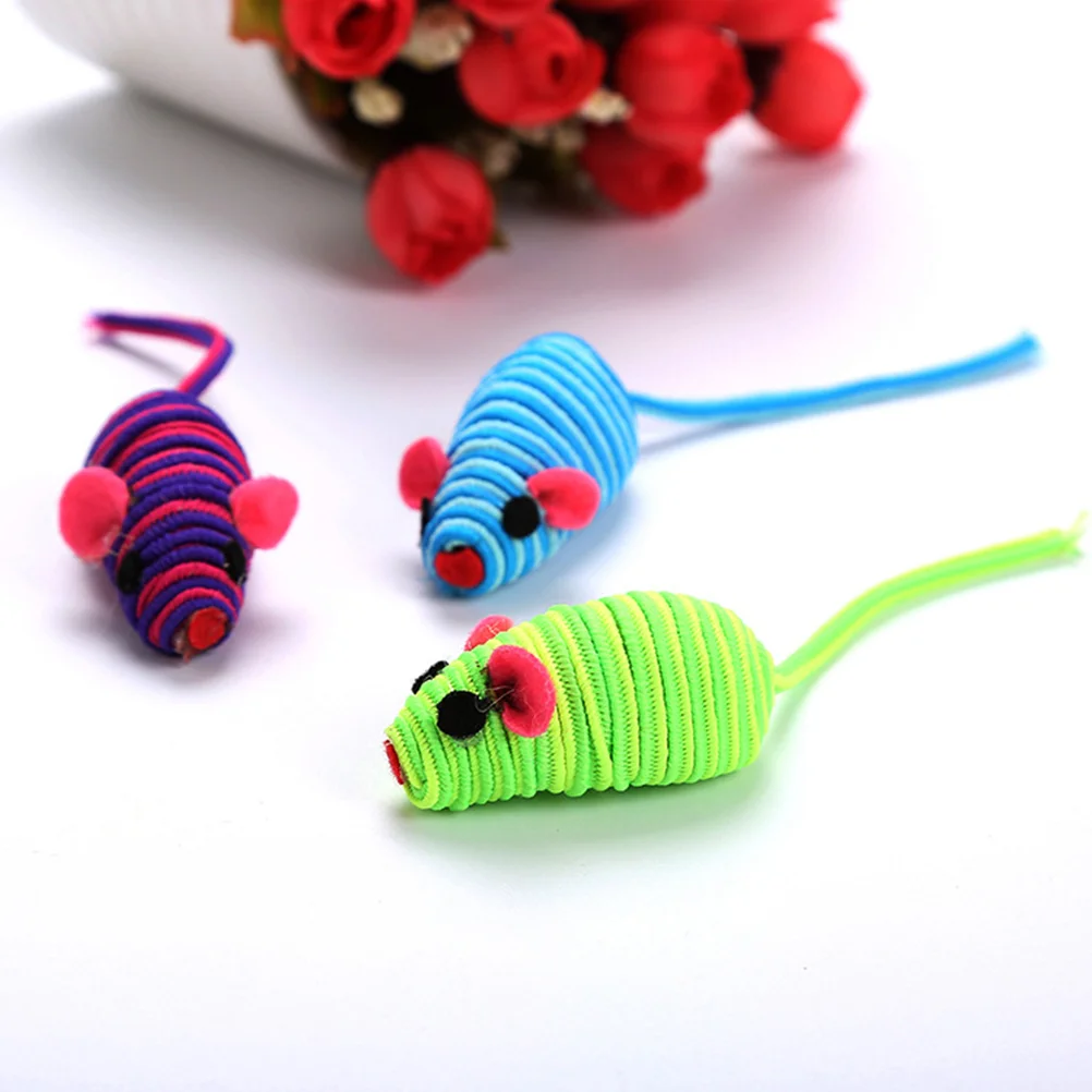 

6 Interactive Cat Elastic Rope Mouse Funny Mouse Cat Playing Props Cat Teaser,, for Kitten to Have Fun Exercise