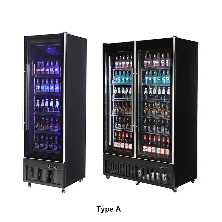 Beer&Wine Refrigerators Drink Display Showcase Bar Cold Drink Freezer Full-screen Display Cabinet Supermarket Beverage Cooler