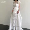 OLOEY 2025 Princess A Line Silk Organza Wedding Dresses Korea Photo shoot Short Sleeves O-Neck Bridal Gowns Customized 1