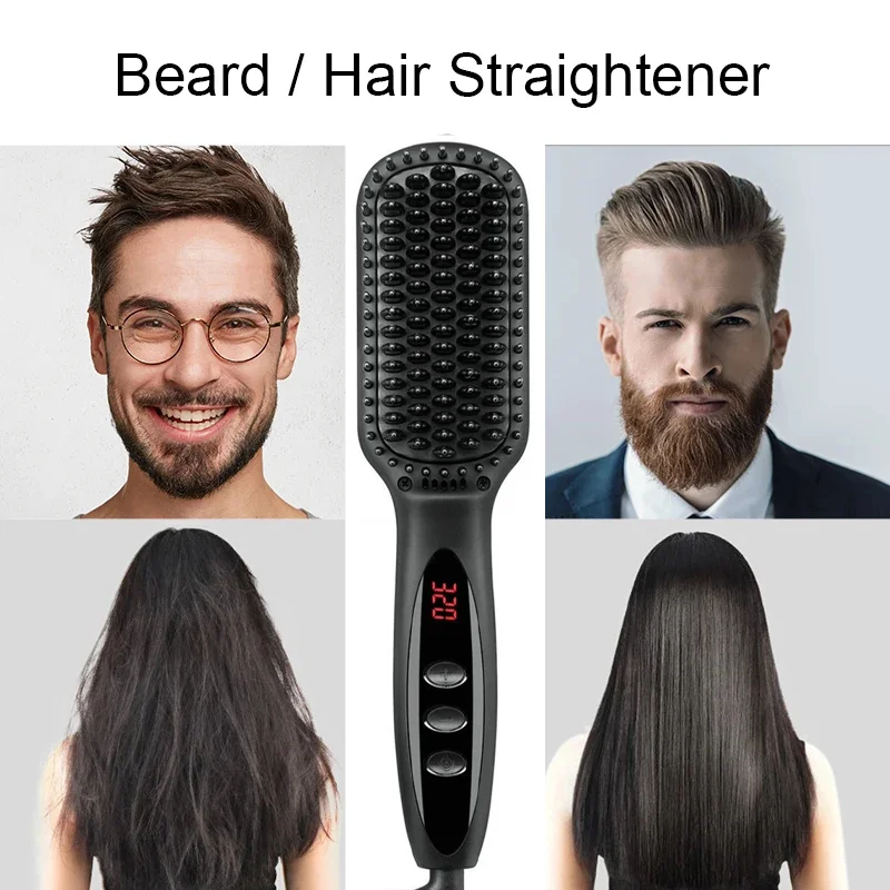 Hair Straightening Comb Electric Beard Straightener Brush Anti Scald Professional Hair Styling Tool for Men and Women 3