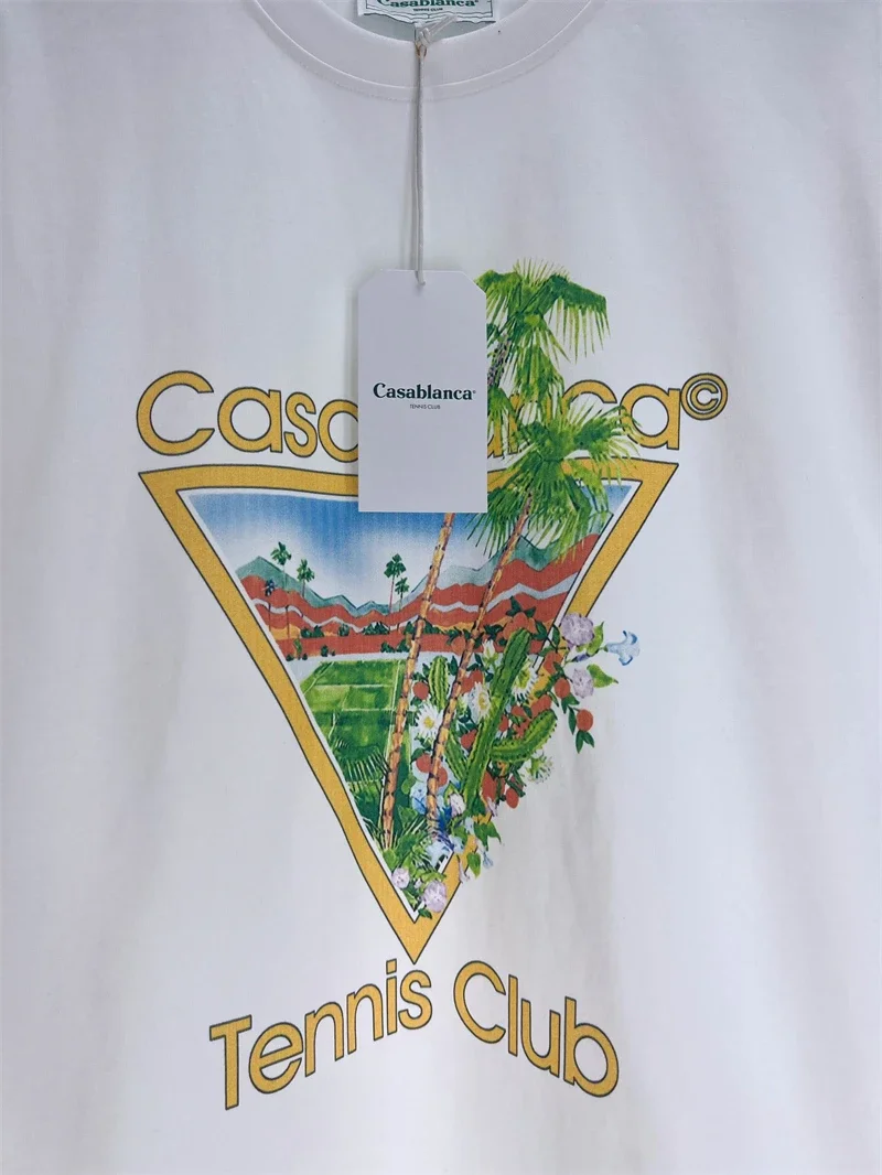 

23SS High Quality Castle Triangle Casablanca Tennis Club T Shirts Men Women Tee Short Sleeve T Shirts Kanye West