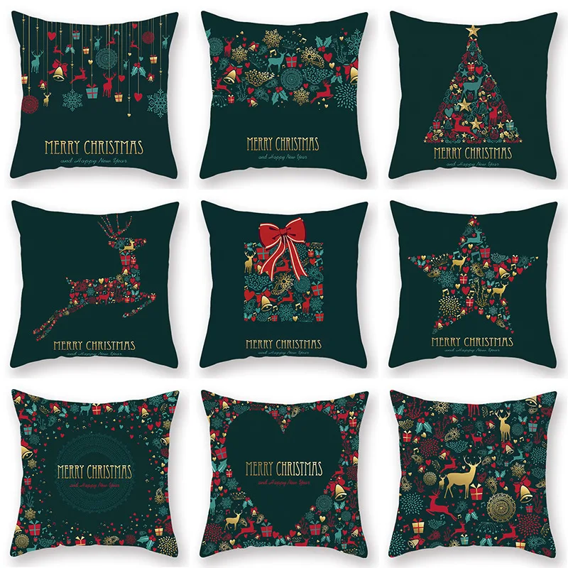 

New Christmas red and green pillowcase printed sofa cushion pillowcase