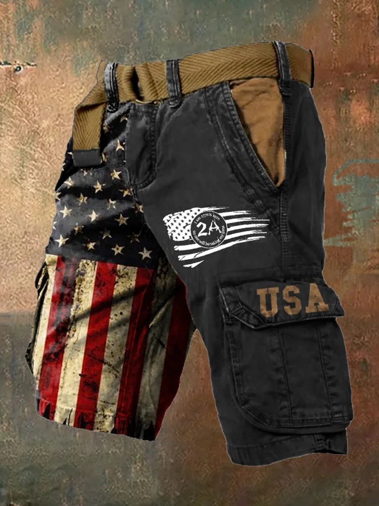 Vintage Lndependence Day Flag Cargo Pants 3d Printed Men's Shorts Stylish And Comfortable Casual Cargo Shorts Summer