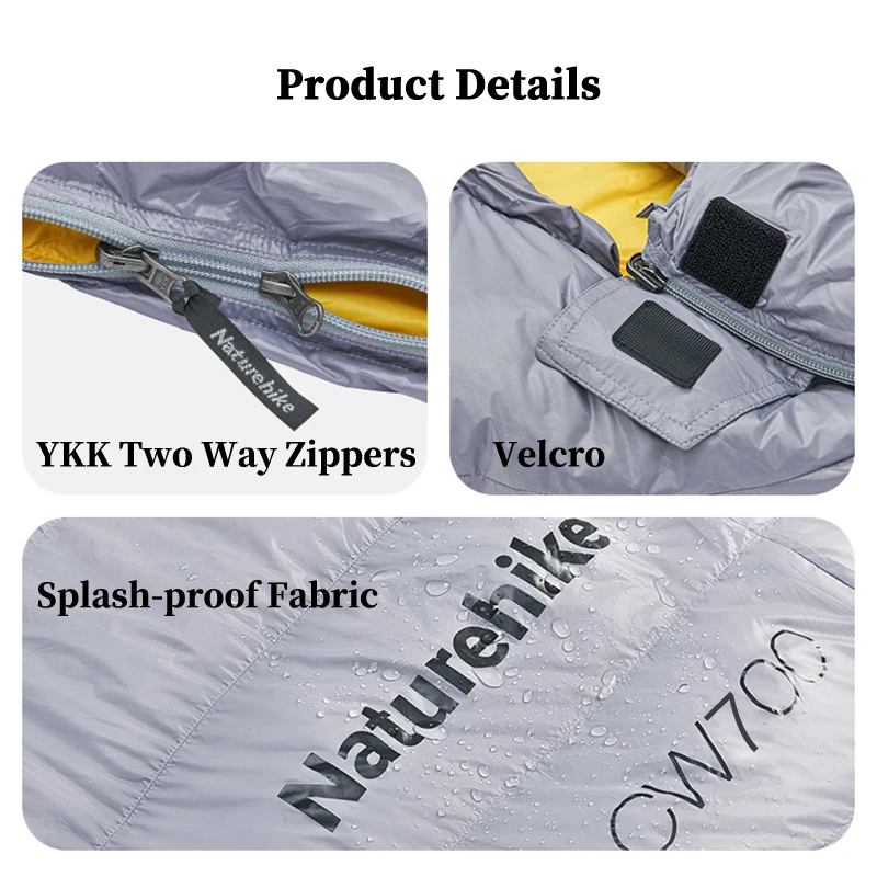 Naturehike CW700 Sleeping Bag Ultralight Winter Duck Down Sleeping Bag 650FP Outdoor Hiking Traveling Waterproof Bags