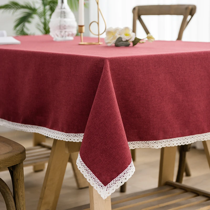 

Cotton and linen solid color office meeting room fabric art tablecloth rectangular dining table tablecloth