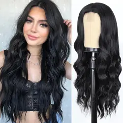 Vibrant Pink Long Straight Synthetic Wig with Bangs - Heat Resistant, Natural Look - 26inches (64 - 103 - black)