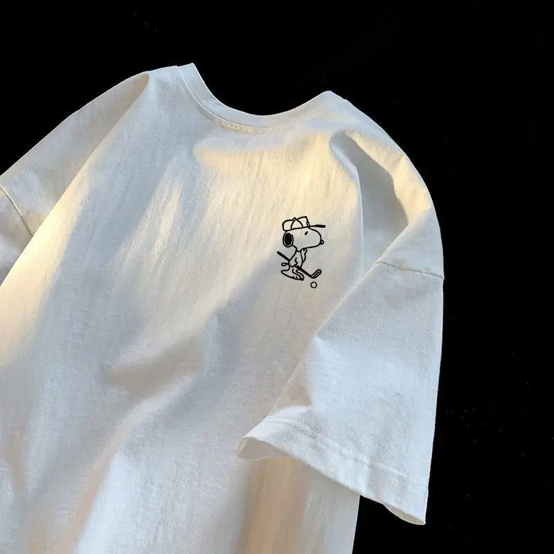 

Snoopy T-Shirt Kawaii MINISO Cute Anime Print Summer Trend Loose T-Shirt Couple Short Sleeved Student Minimalist Versatile Top