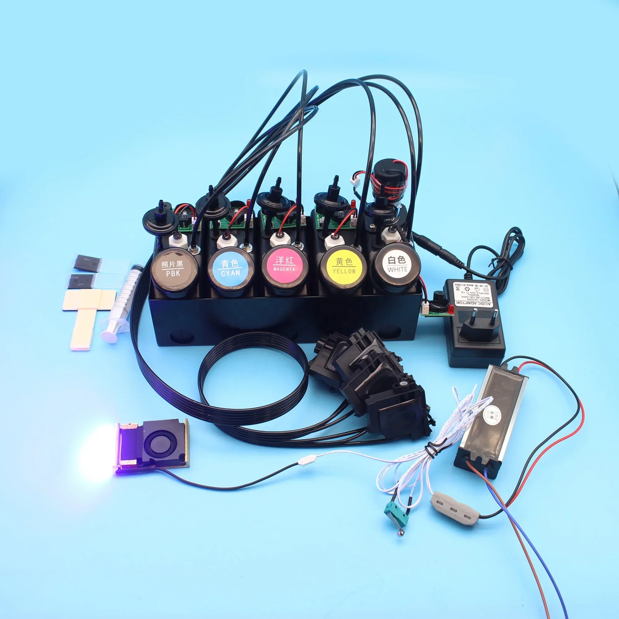 2025n L1800 L805 L800 프린터 수정 UV DTF AB 필름 벌크 잉크 시스템 UV LED 잉크 CISS(교반기 믹서 포함) Epso용 흰색 잉크 탱크