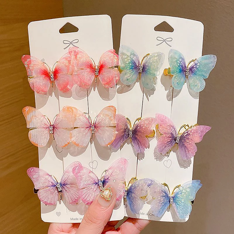 

Random Colorful Butterfly Hairpins Girl Hair Clips Barrettes Women Sweet Hair Ornament Rainbow Headwear Fashion Hair Accessories