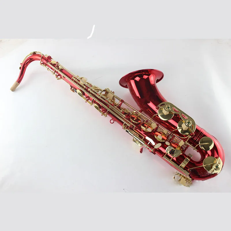 

Instrument MTS-290 B-flat alto saxophone instrument with red lacquer gold keys on the surface