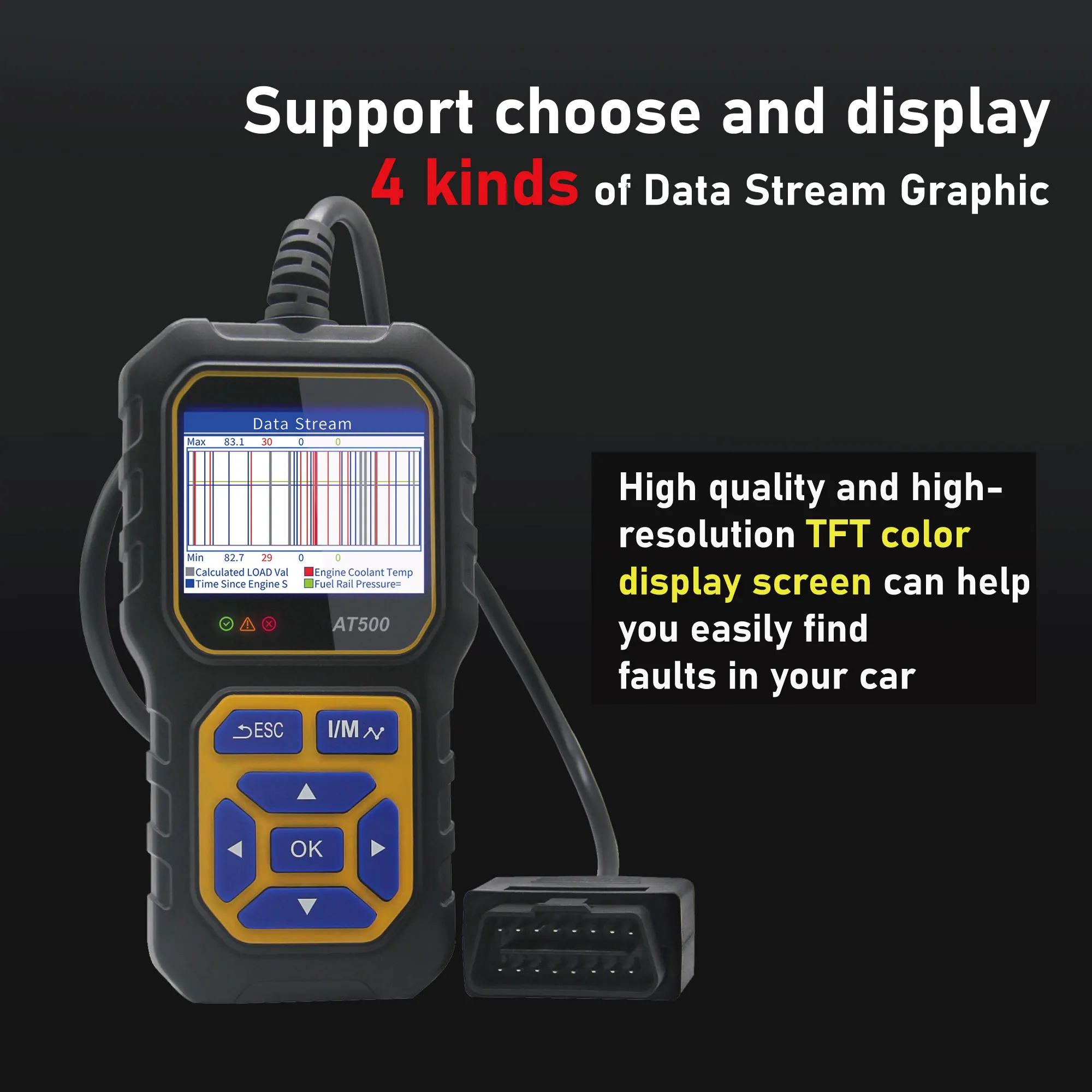 AT500 Professional OBD2 Scanner Auto Code Reader Diagnostic Tool Check Engine Light Scan for OBD II Cars Since 1996