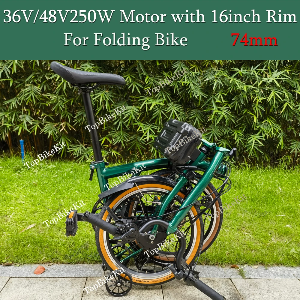 7441R 74mm 접이식 자전거 파워 모터 TBK-74AD 36V 250W 전륜 브러시리스 허브 모터 74mm 28홀 +16인치 349 휠 림에 적합