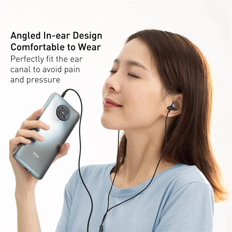 Fone de Ouvido Intra-auricular Estéreo Intra-auricular 35 mm Fio com Microfone para Iphone 6s Xiaomi Samsung Baseus-h19 - Image 5