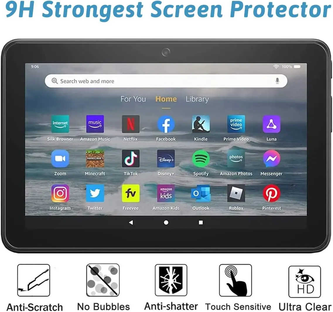 for All new Fire 7 2022 release 12th generation 7'' Tempered glass screen protector tablet protective film