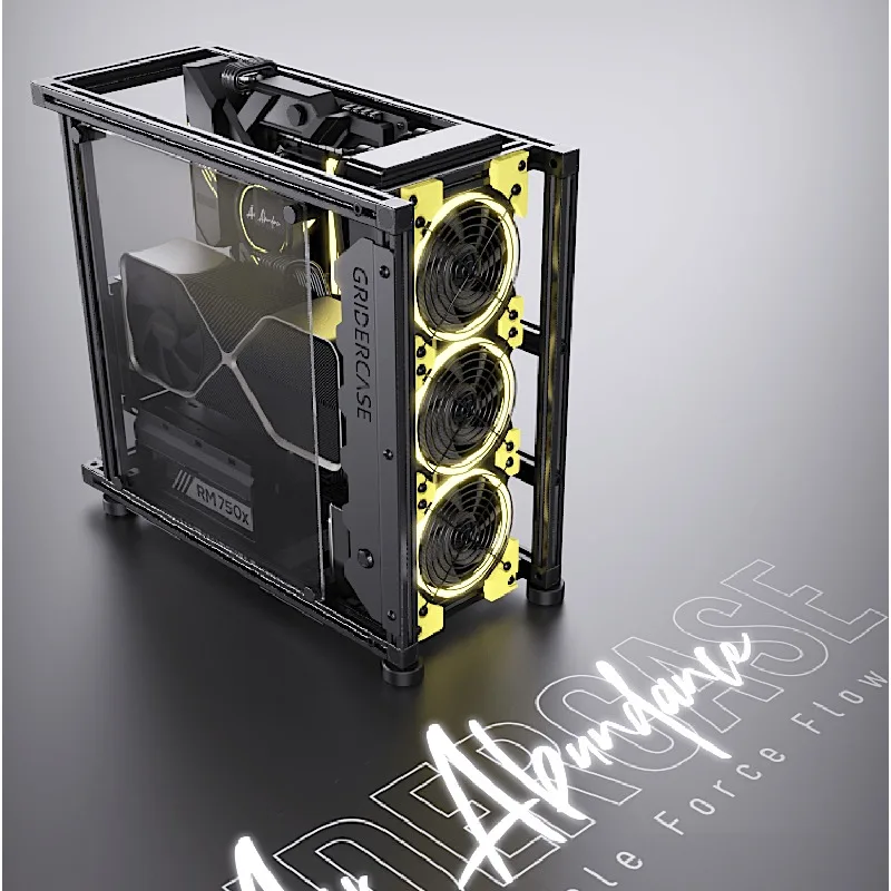 VEDDHA 베타 V2.0 럭셔리 에디션 - 오픈 프레임 ATX 케이스, 맞춤형 DIY 수냉 및 산업 디자인을 위한 풀 알루미늄