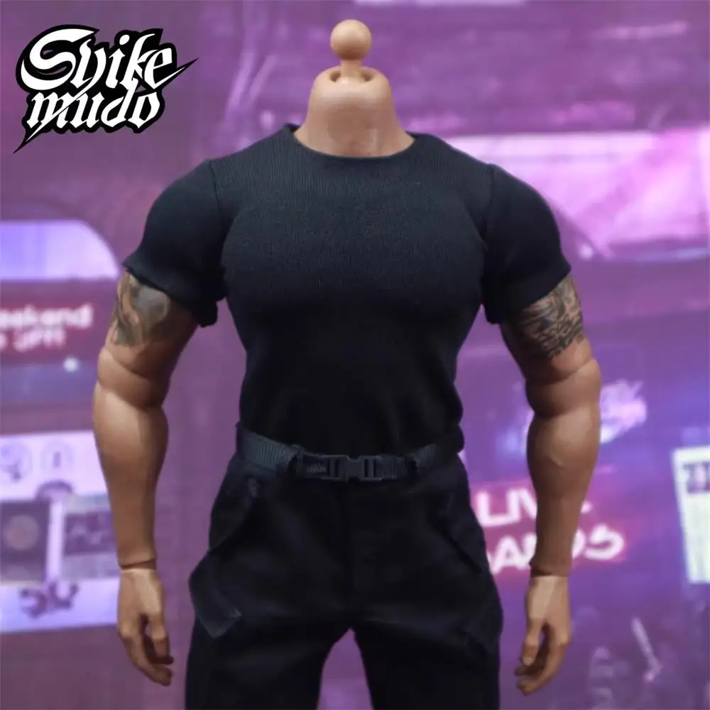 

Hot Sales 1/6 Black Short Sleeves Multi Color White Grey Tops For 12" Muscle Durable Worldbox AT027 AT030 Doll Figure Collect