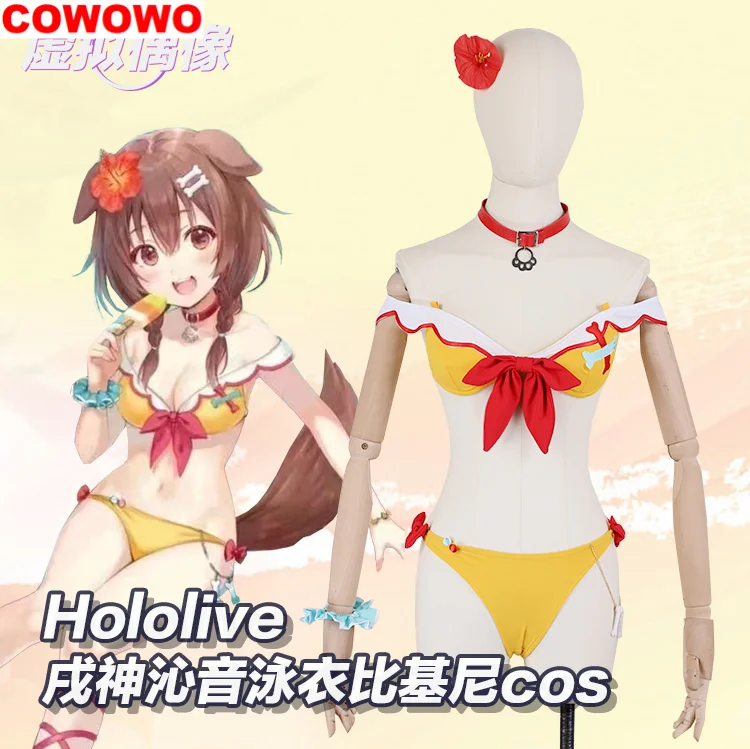 

COWOWO Anime Vtuber Hololive Inugami Korone Swimsuit Bikini Sexy Uniform Cosplay Costume Summer Pool Party Outfit Women