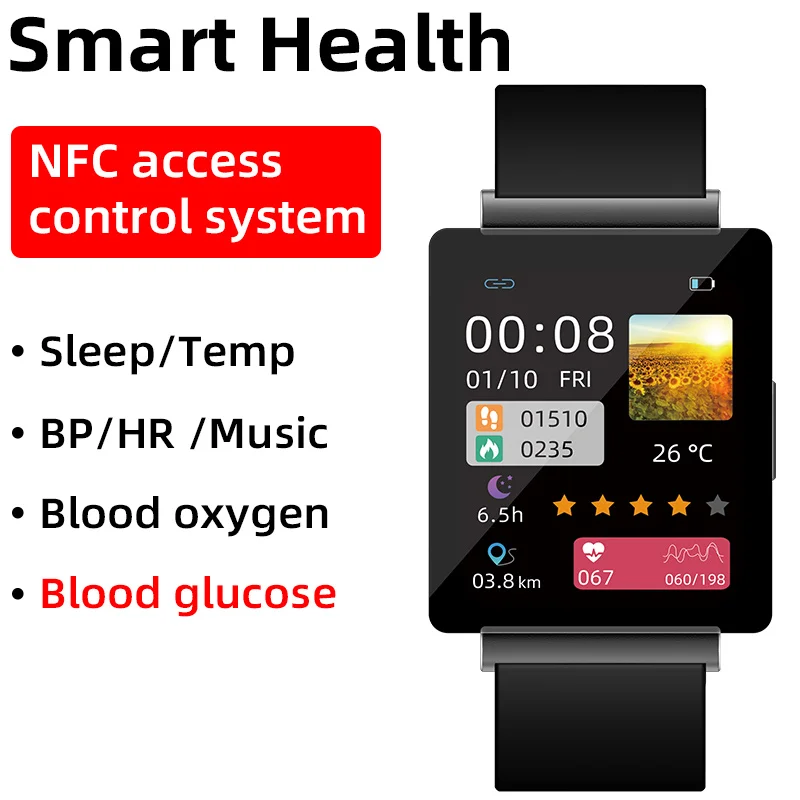

LEING FST Smart Watch Non Invasive Blood Glucose Watch Heart Rate BP Body Temperature Monitoring Waterproof Fitness Tracker