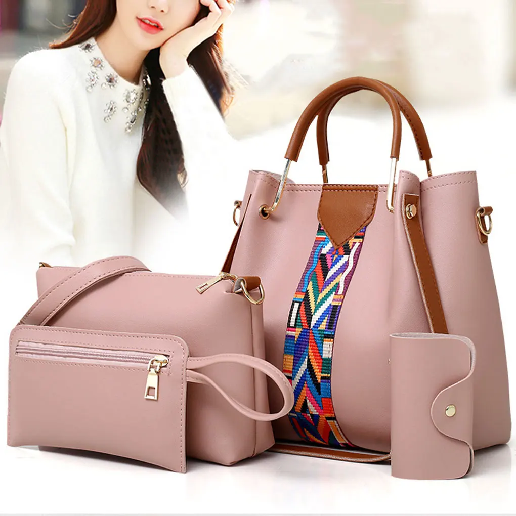 

4PCS/Set hobo bag Ladies Fashionable PU Leather Shoulder Bag Handbag Satchel Clutch Coin Purse Casual Messenger Tote Bag