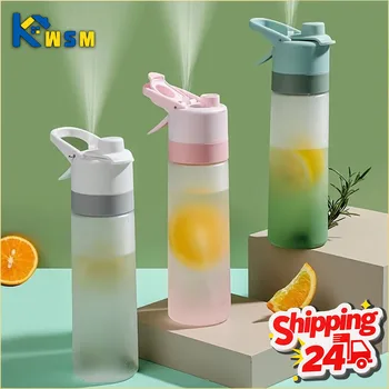 1-4PCS Large Capacity Spray Water Bottle with Straw Gradient Frosted Portable Outdoor Sports Travel Mist Sprayer Reusable Cup