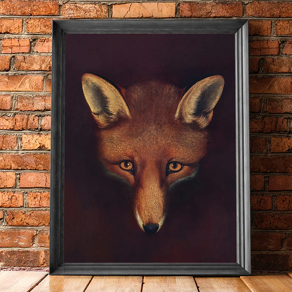 

Vintage Fox Wall Art Picture Woodland Animal Canvas Poster Nursery Print Minimalist Painting Nordic Kids Baby Room Home Decor