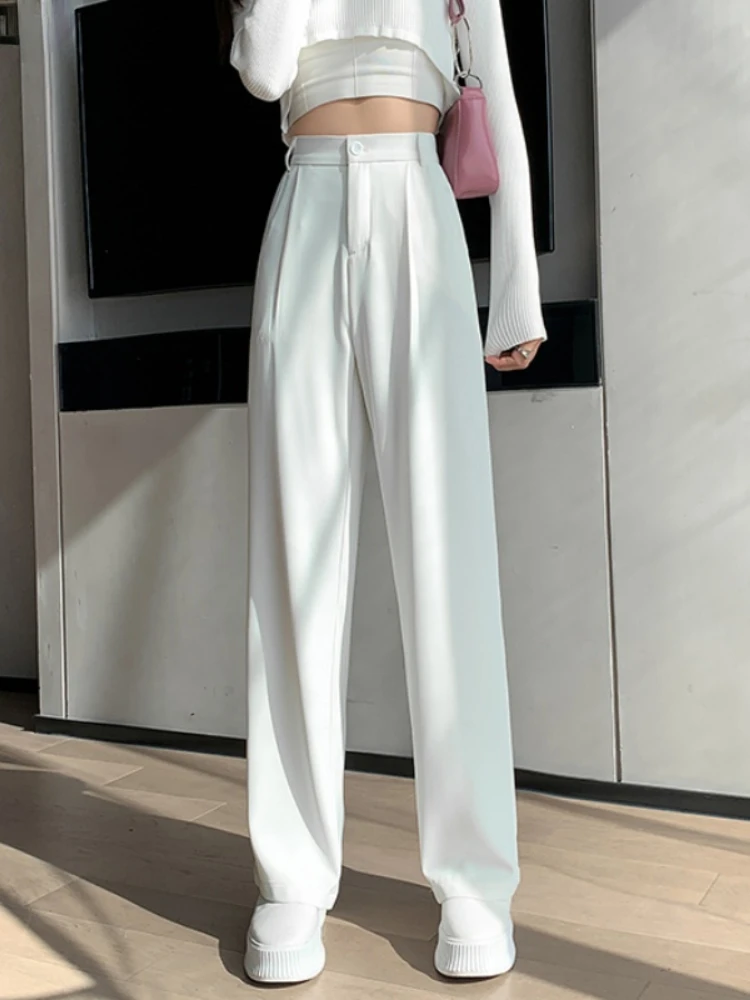 Casual High Waist Loose Wide Leg Pants for Women Spring Autumn New Female  Floor-Length White Suits Pants Ladies Long Trousers - Aliexpress