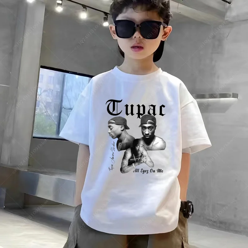 Tupac 2pac Rapper Thug Life Hip Hop Fashion Kids T-shirt Baby Boys Girls Clothes Summer Children Cotton Short Sleeve T Shirt Top 3