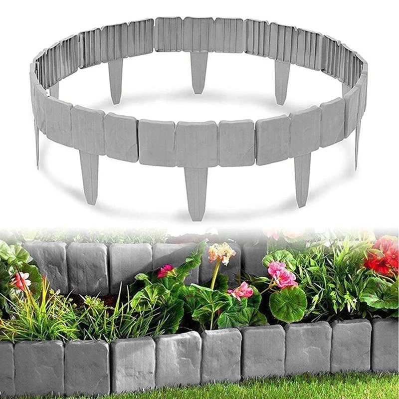 

5/10/20 Pcs Imitation Stone Effect Lawn Fence Gardening Edging Flower 45BE